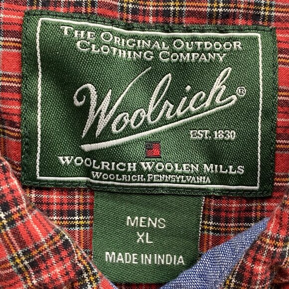 Woolrich Shirt Mens XL Red Tartan Plaid Original Outdoor Wear‎ Button-Down Hike - Picture 3 of 16